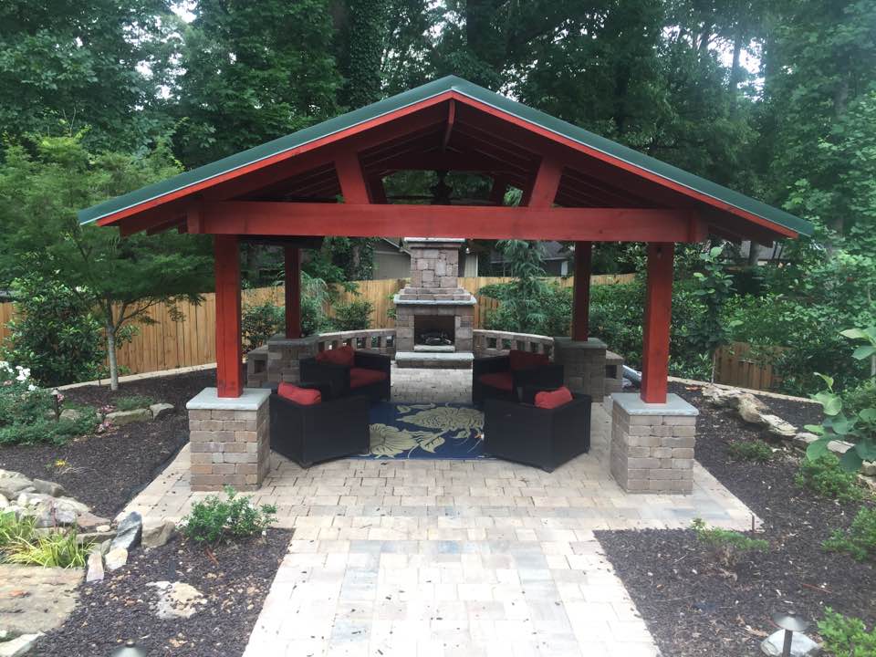 Cedar pavillion with metal roof